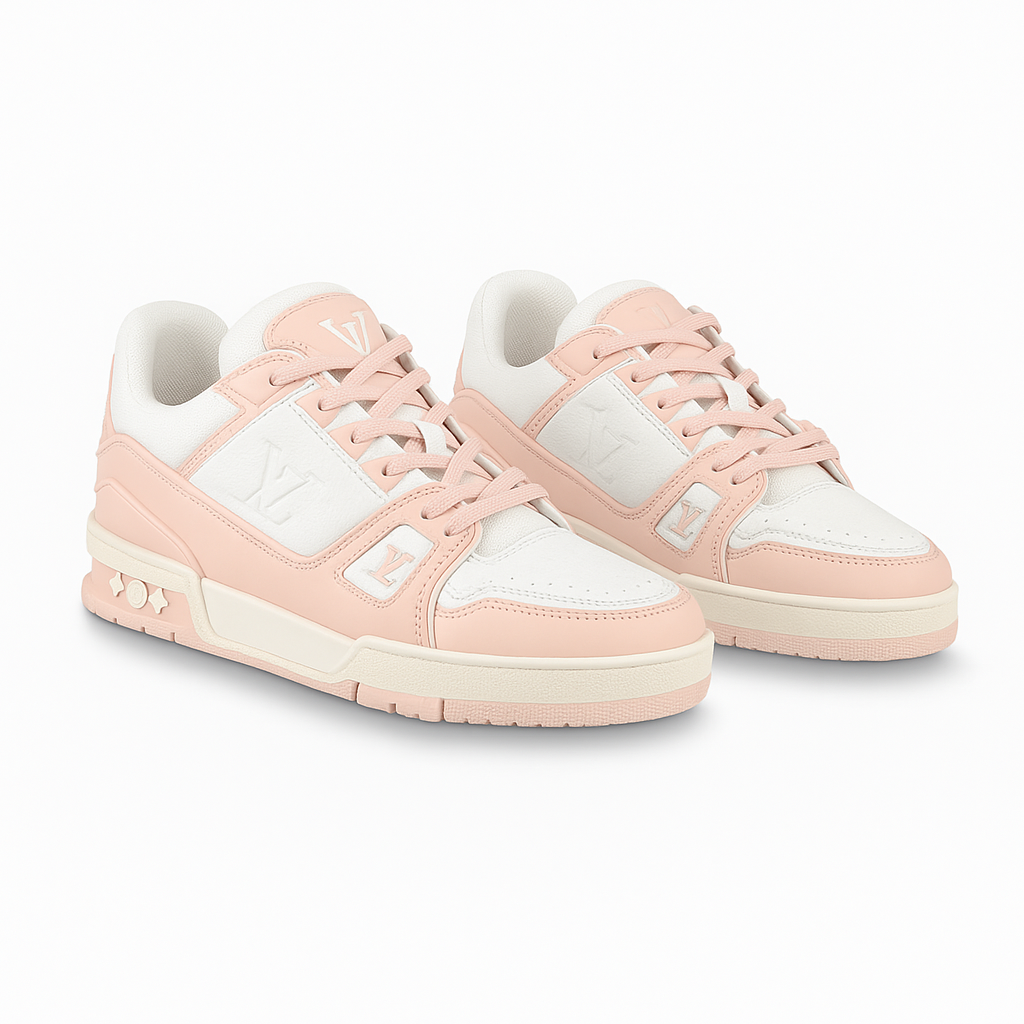 Tênis Louis Vuitton Trainer - Rosa / Branco