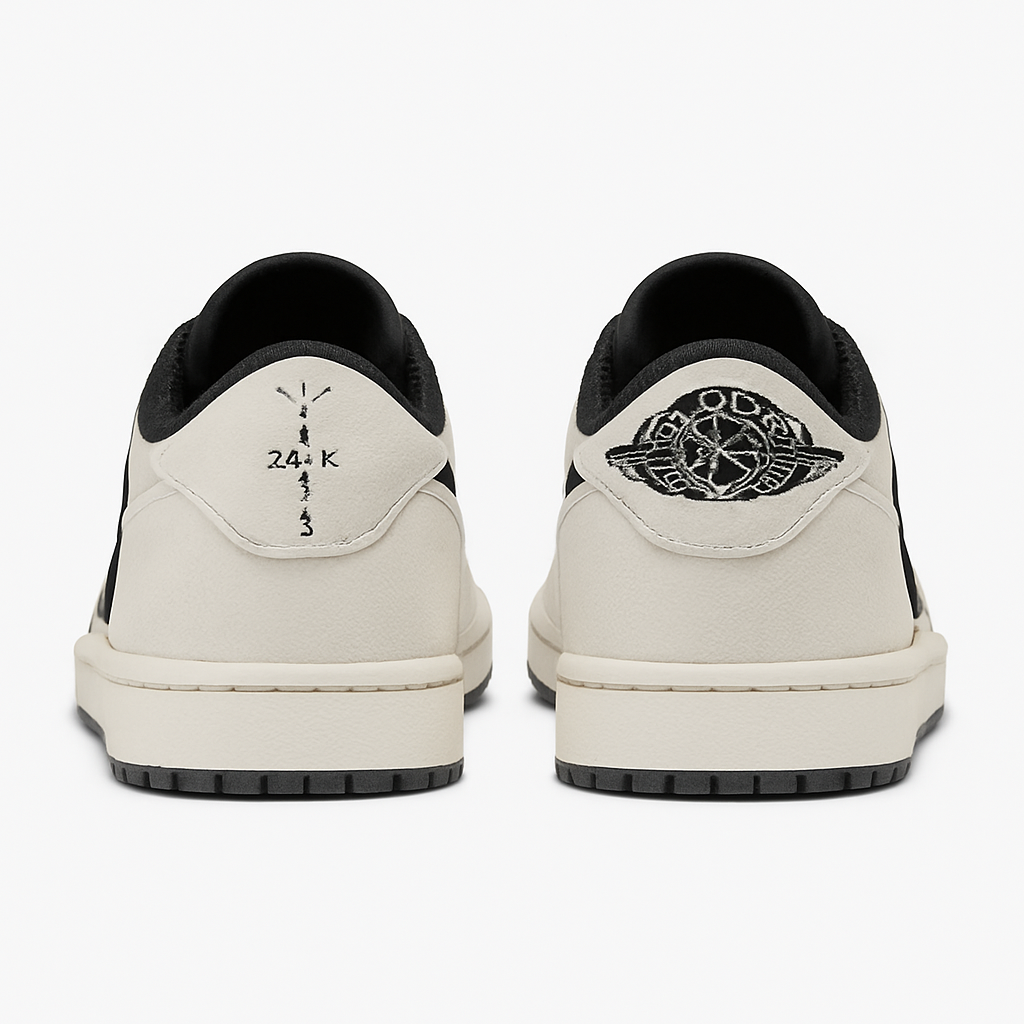 Tênis Air Jordan 1 Low - Travis Scott - Branco / Preto