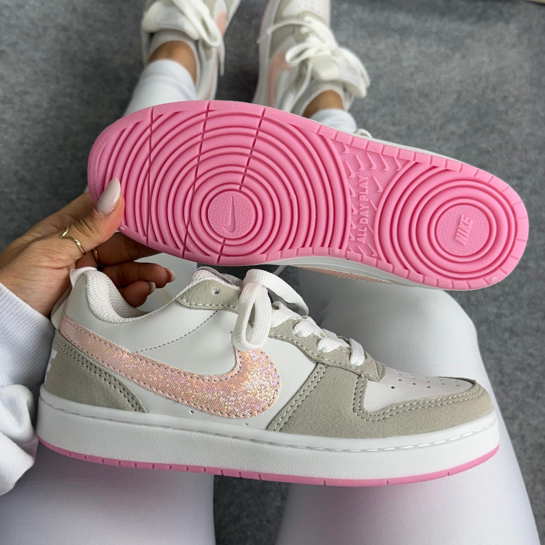 Tênis Nike Court Borough Low Recraft - Linha Luxo - Branco / Rosa