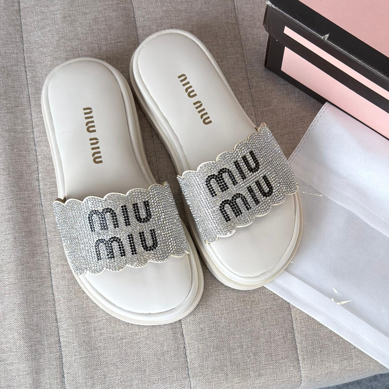Papete Miu Miu Strass - Off White