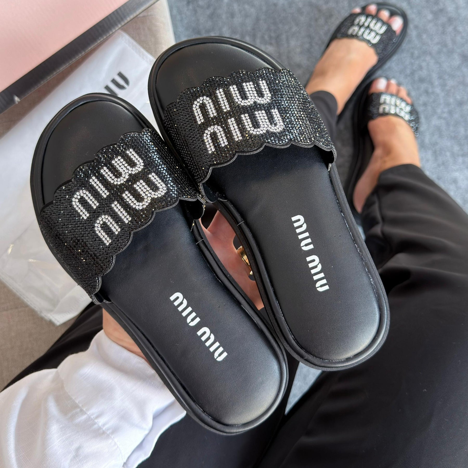 Papete Miu Miu Strass - Preto