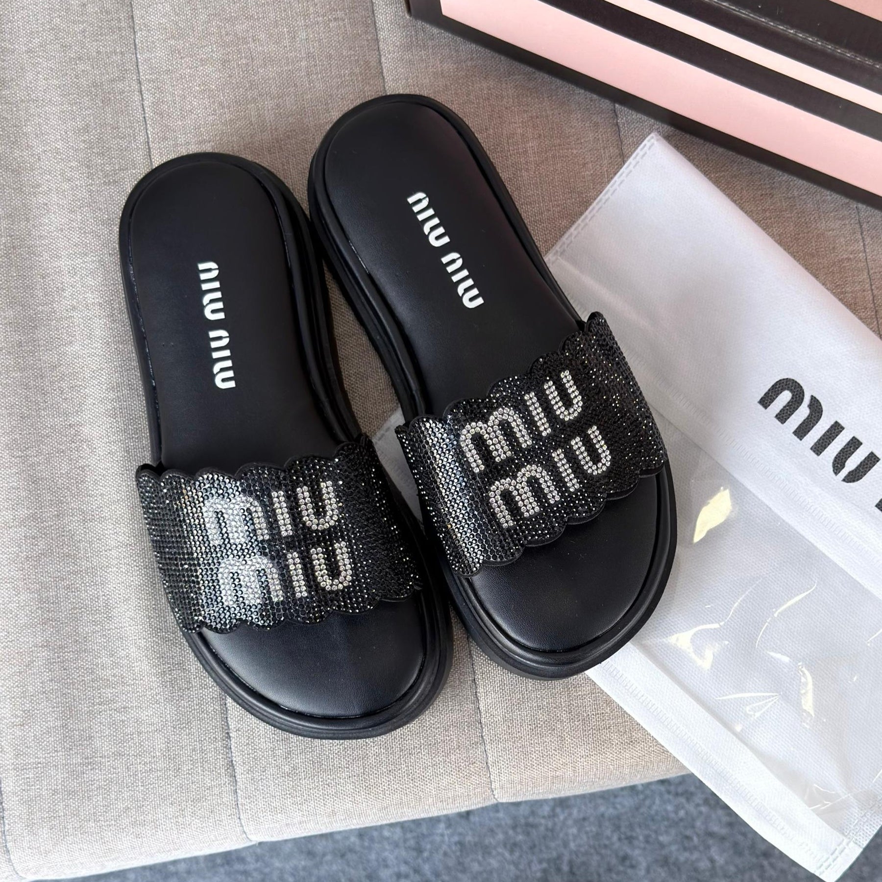 Papete Miu Miu Strass - Preto