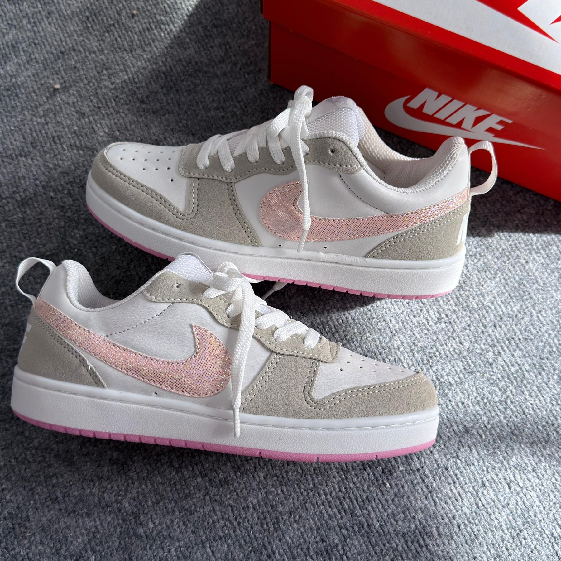 Tênis Nike Court Bourough Low Recraft - Cinza / Rosa