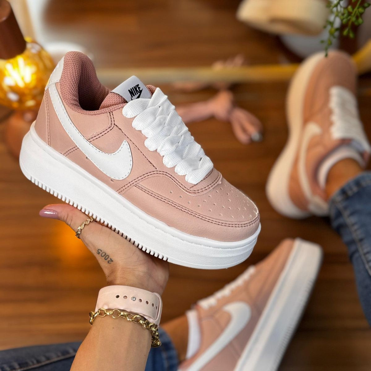 TĂȘnis Nike Air Force 1 SAGE LOW Plataforma - Rosa