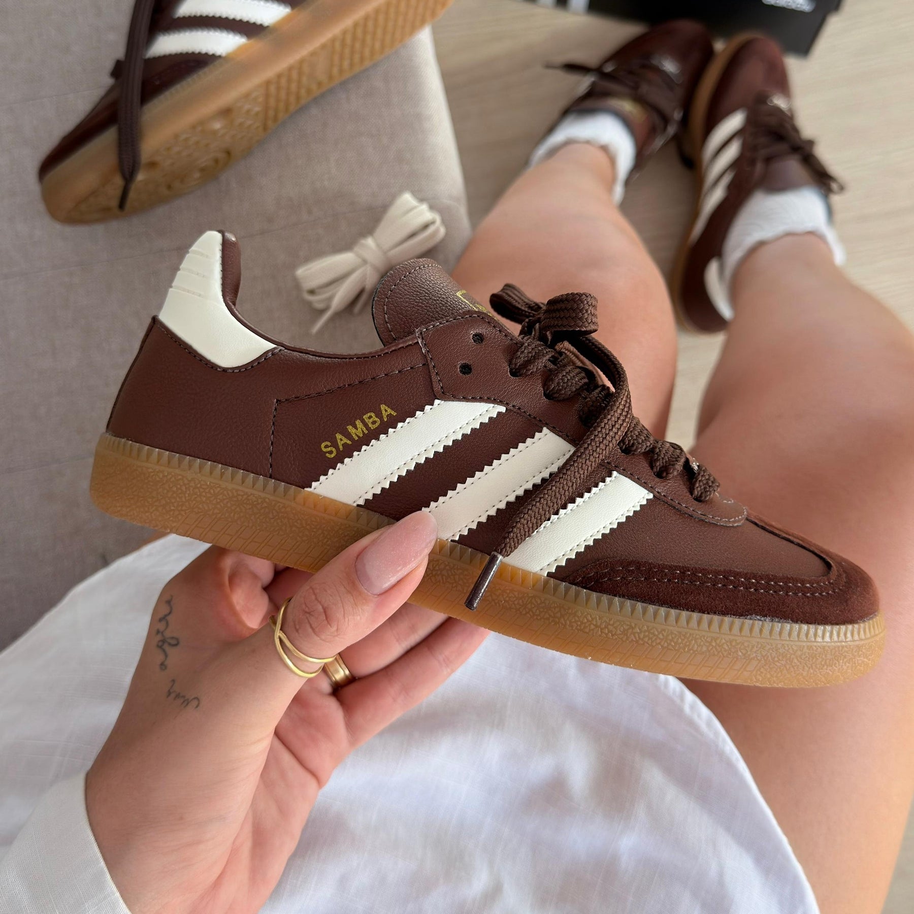 TĂȘnis Adidas Samba Prime - White / Coffe