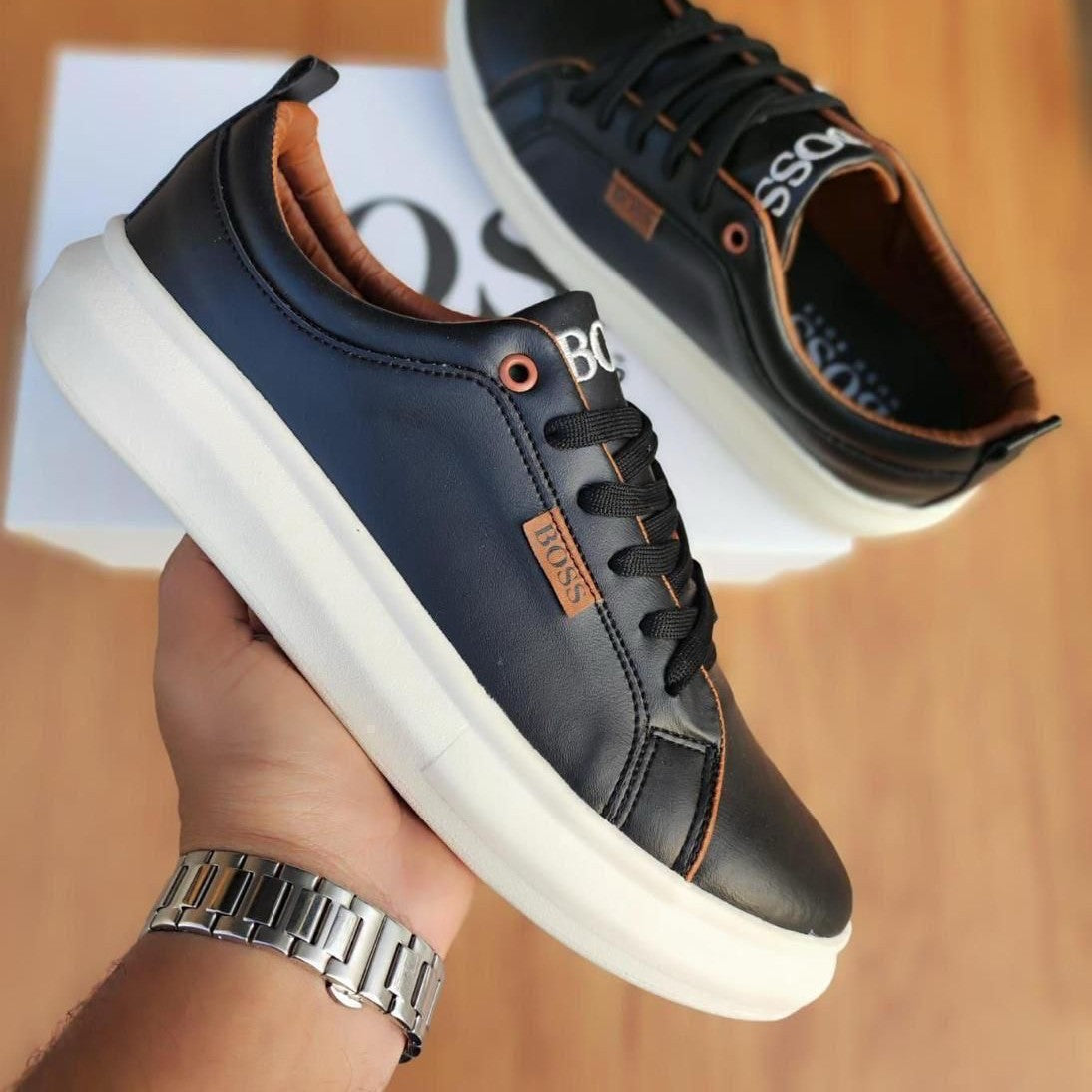 Tênis Hugo Boss Sintético - Preto / Marrom