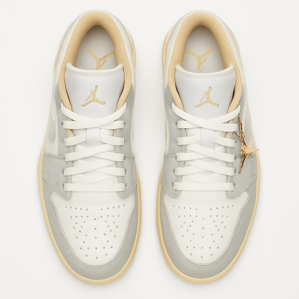 Tênis Air Jordan 1 Low - Branco / Cinza / Dourado