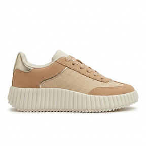 Tênis Casual Quenz  Miu Miu - Dakar Palha/ Amêndoa / Ouro