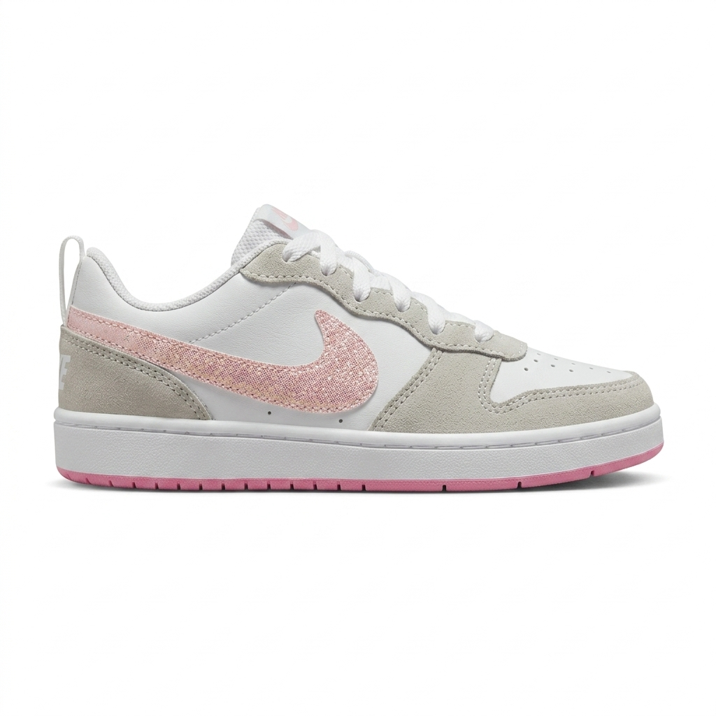 Tênis Nike Court Borough Low Recraft - Linha Luxo - Branco / Rosa