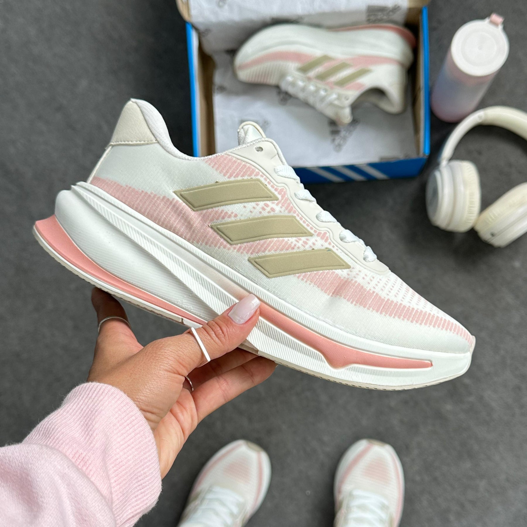 Tênis Adidas Supernova - Stride 2.0 Runnig - Branco / Bege / Rosa