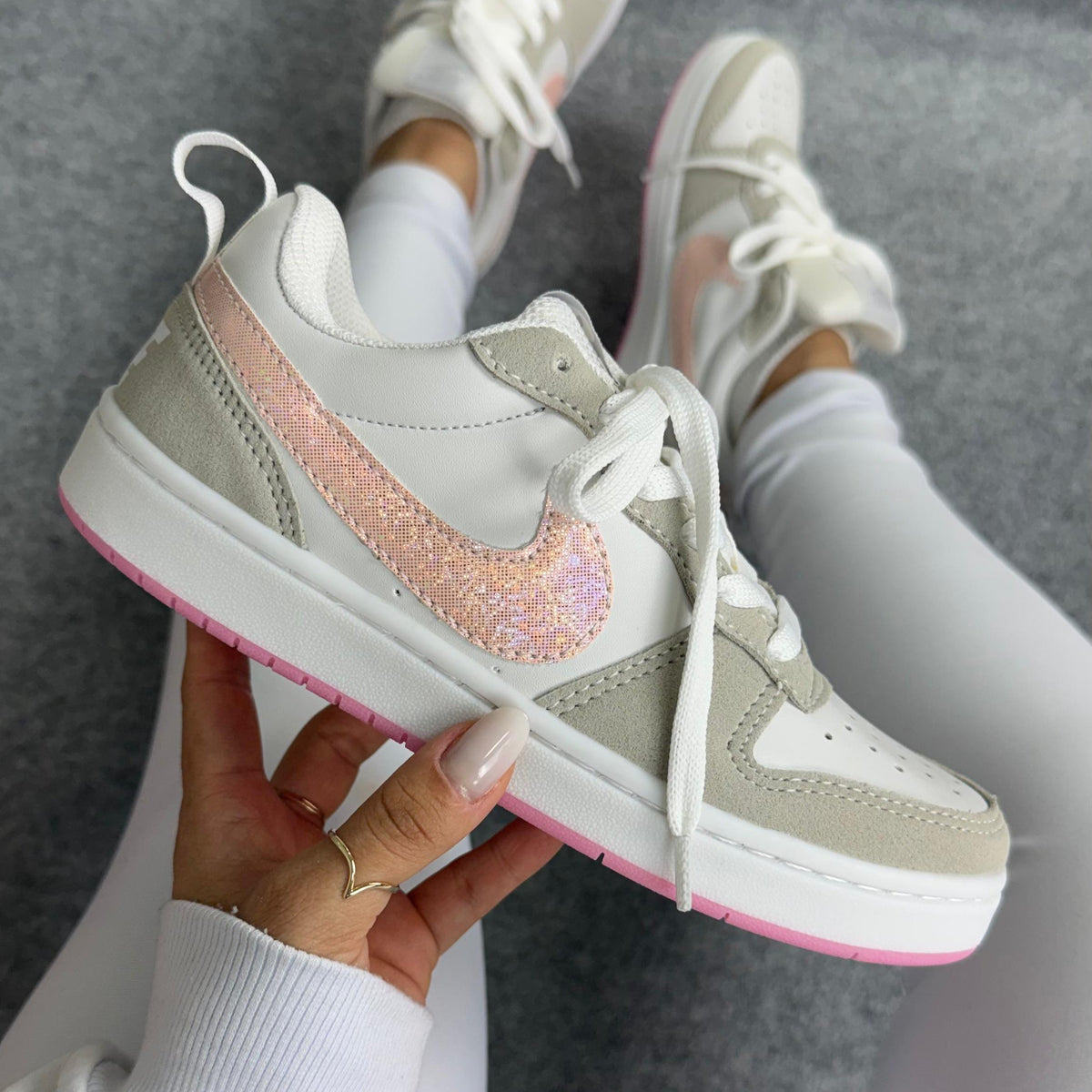 Tênis Nike Court Borough Low Recraft - Linha Luxo - Branco / Rosa