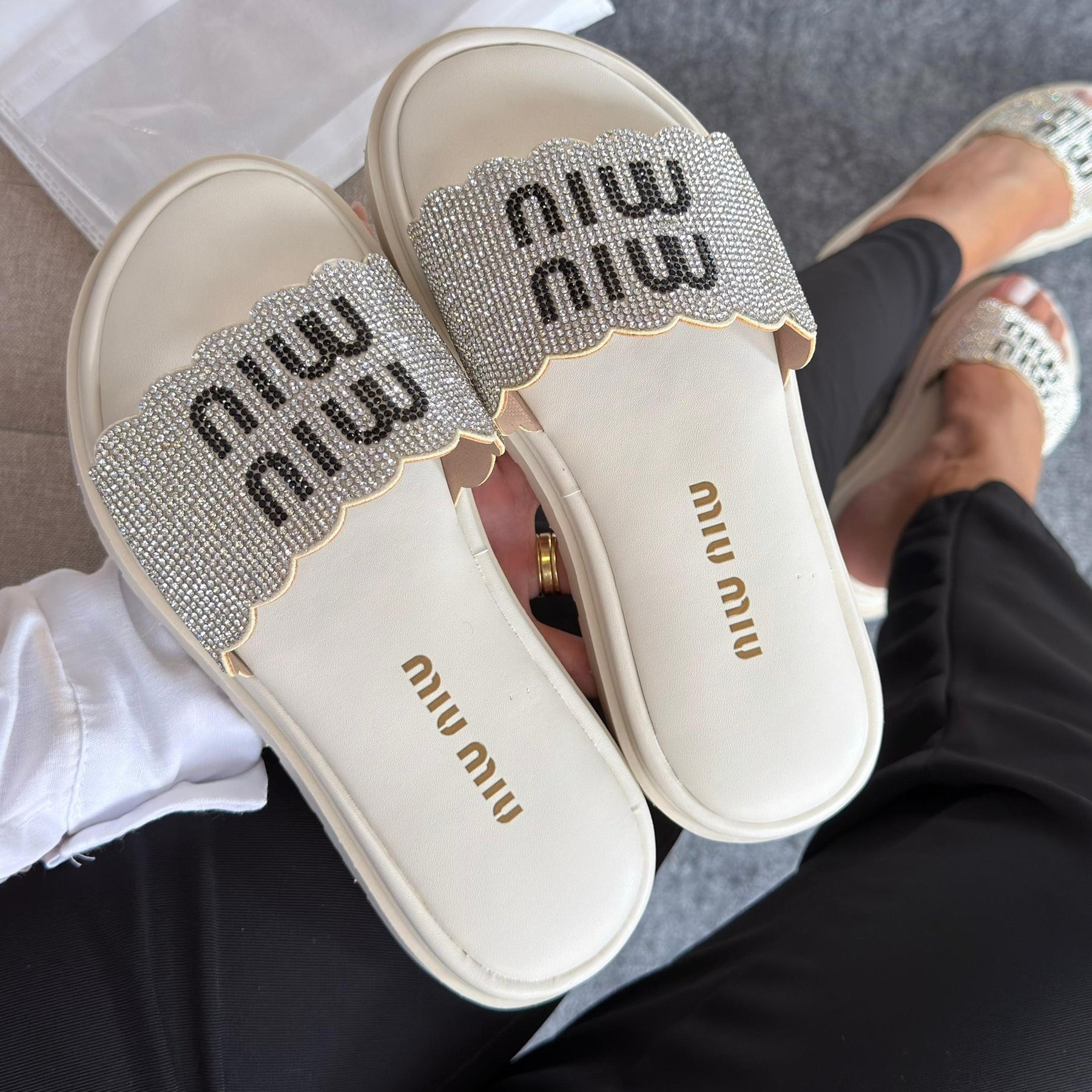 Papete Miu Miu Strass - Off White