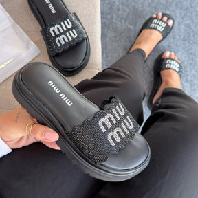 Papete Miu Miu Strass - Preto
