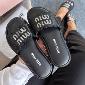Papete Miu Miu Strass - Preto