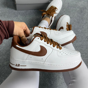 Tênis Air Force Linha Luxo - Branco / Marrom