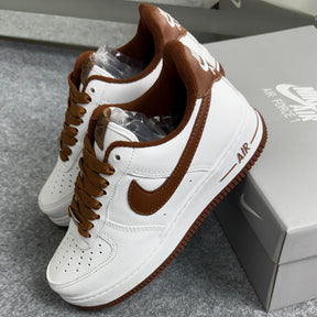 Tênis Air Force Linha Luxo - Branco / Marrom