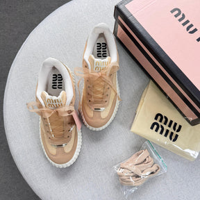 Tênis Casual Quenz  Miu Miu - Dakar Palha/ Amêndoa / Ouro