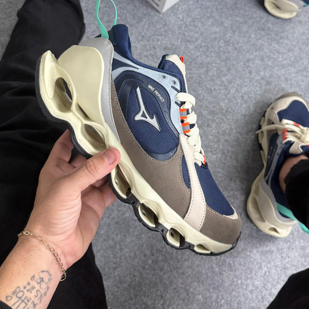 Tênis Mizuno Wave Beta 2 - Creme / Marinho - [Refletivel]