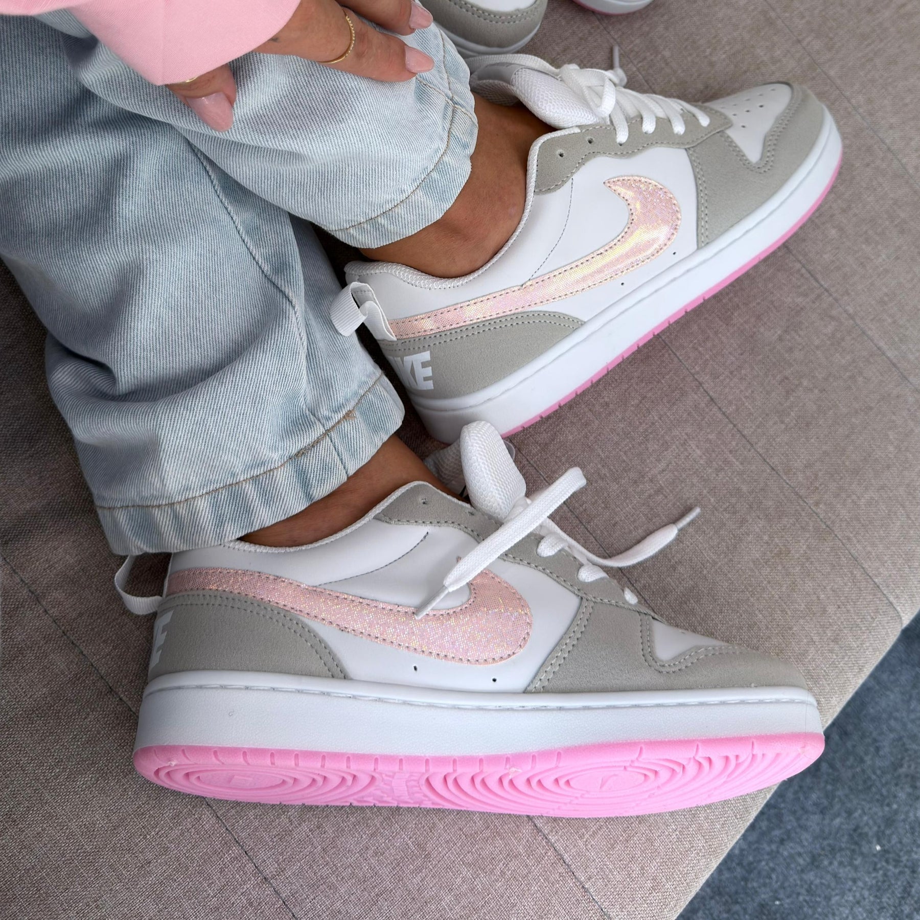 Tênis Nike Court Bourough Low Recraft - Cinza / Rosa
