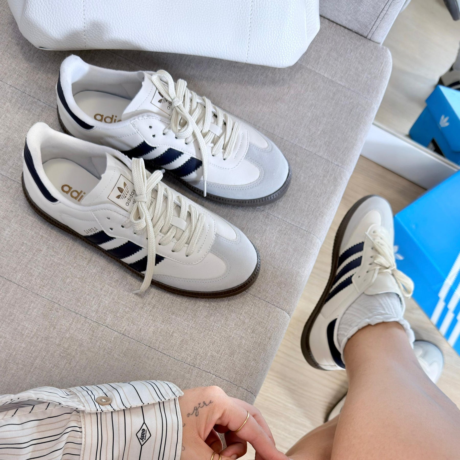 Tênis Adidas Samba Prime - Off White / Marinho