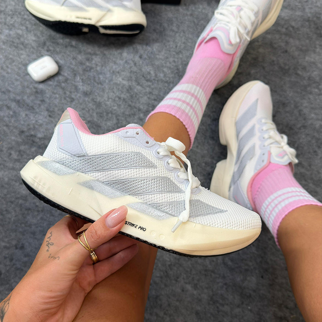 Tênis Adizero Pro 4 Basic - Branco, Prata e Rosa