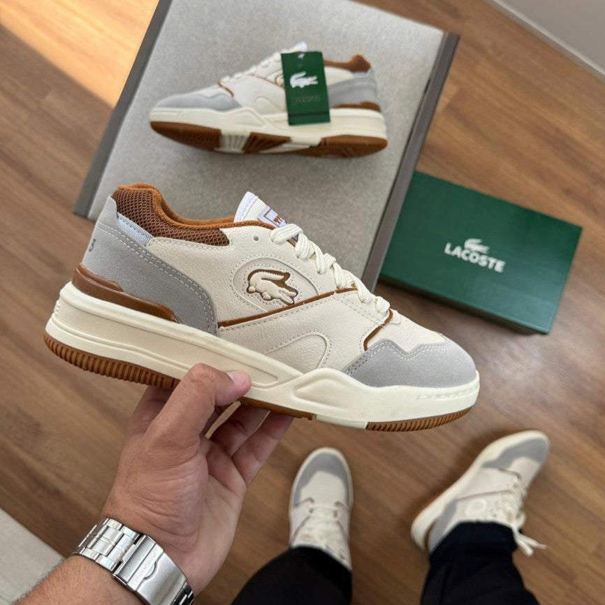 Tênis Lacoste Tenning 1933 - Branco / Caramelo