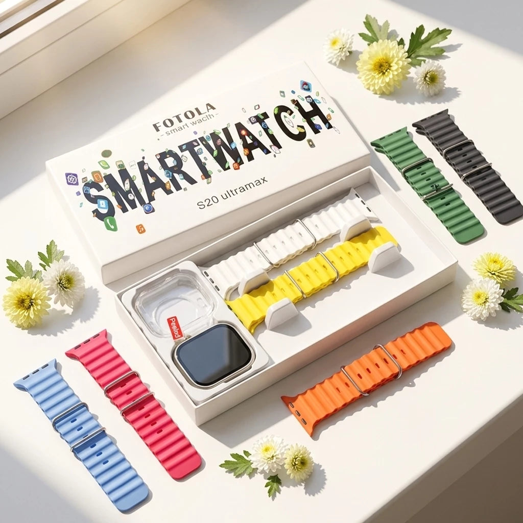 SmartWatch + 7 Pulseiras + Película e Case