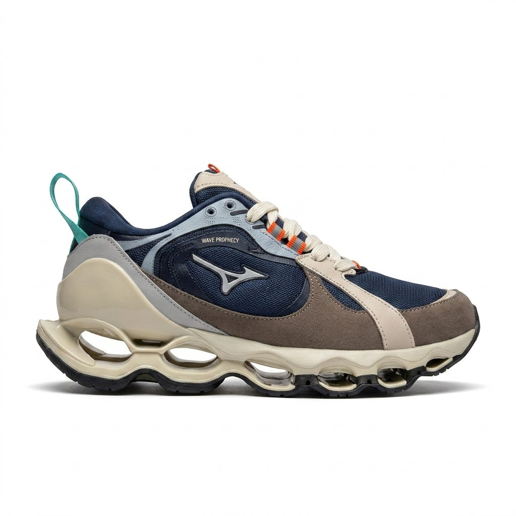 Tênis Mizuno Wave Beta 2 - Creme / Marinho - [Refletivo]